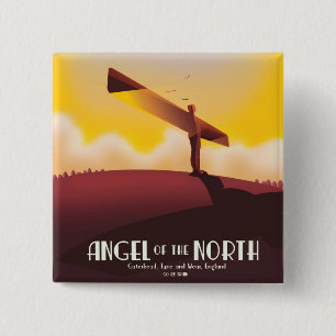Engel des Reiseplakats von North Vintage. Button