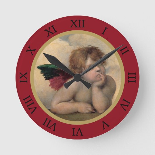 Engel des Sistine Madonna durch RAPHAEL Runde Wanduhr (Vorderseite)