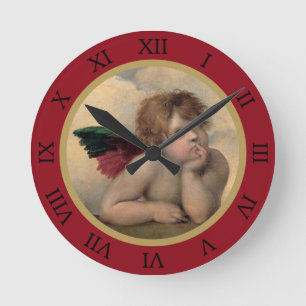 Engel des Sistine Madonna durch RAPHAEL Runde Wanduhr