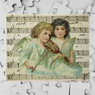 Engel des viktorianischen Weihnachtsfestes Violine Puzzle