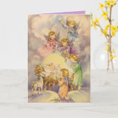 Engel, die über Baby Jesus aufpassen Karte (Gelbe Blume)