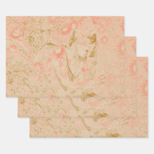 Engel Elegant Himmlisch Sepia Rosa Blumen Antiquit Geschenkpapier Set