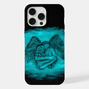 Engel Eros in Liebe in schwarzem und grünem Design iPhone 15 Pro Max Hülle