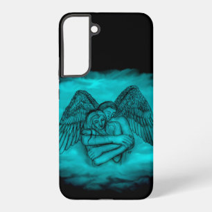 Engel Eros in Liebe in schwarzem und grünem Design Samsung Galaxy Hülle