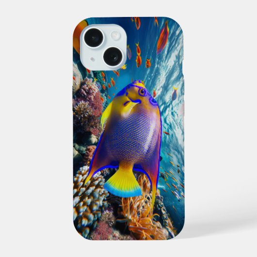 Engel-Fisch-Gleitet-entlang-des-Riffs-iPhone-15-Hü iPhone 15 Hülle (Rückseite)