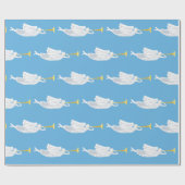 Engel fliegen mit goldenen Trompeten Christlich Geschenkpapier (Flach)