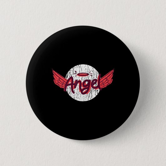 Engel Flügel und Halo Funny für schlechte Mädchen Button (Vorderseite)
