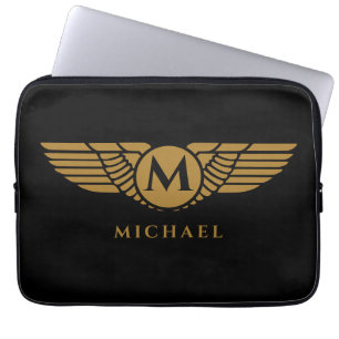 Engel Flügel Vintage Goldener Name Anfangsbuchstab Laptopschutzhülle