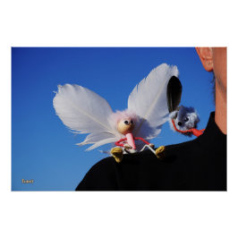 Engel fubby op mijn schouder met uitdagend Monster Poster