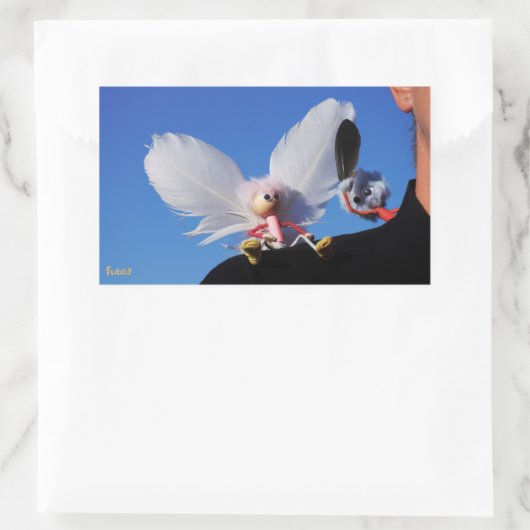 Engel fubby op mijn schouder met uitdagend Monster Rechteckiger Aufkleber (Tasche)