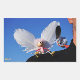 Engel fubby op mijn schouder met uitdagend Monster Rechteckiger Aufkleber