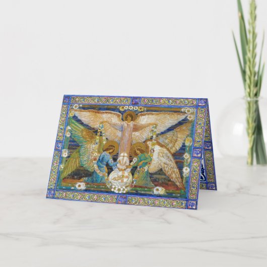Engel Garlanding der Säugling Christus Feiertagskarte (Vorderseite)