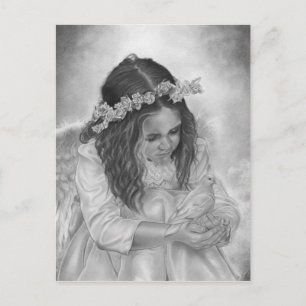 Engel Girl Taube Segen Postcard Feiertagspostkarte