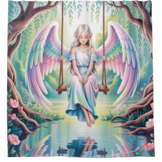 Engel-Girl verzaubern auf Swing Duschvorhang (Vorderseite)