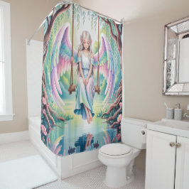 Engel-Girl verzaubern auf Swing Duschvorhang