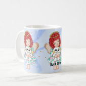 Engel hält Hund Kaffeetasse (Vorderseite Links)