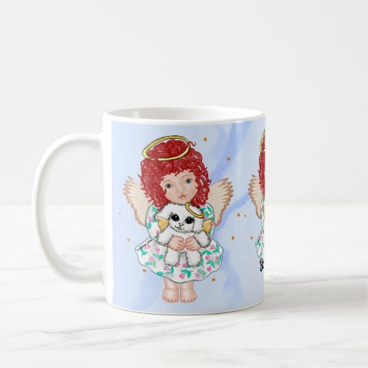 Engel hält Hund Kaffeetasse (Links)