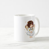 Engel hält Katze Kaffeetasse (VorderseiteRechts)