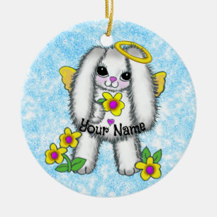 Engel-Hase Keramik Ornament
