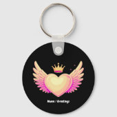 Engel Heart mit Coolen rosa Flügel und Kronen A To Schlüsselanhänger (Vorderseite)
