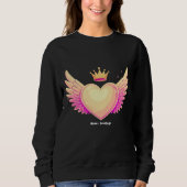 Engel Heart mit Coolen rosa Flügel und Kronen A To Sweatshirt (Vorderseite)