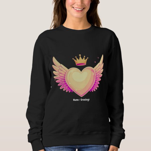 Engel Heart mit Coolen rosa Flügel und Kronen A To Sweatshirt (Vorderseite)