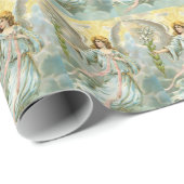 Engel im Blau Geschenkpapier (Rolleneckpunkt)