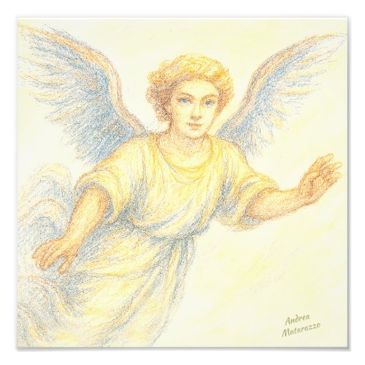 Engel im Flug mit Lächeln Fotodruck (Vorne)