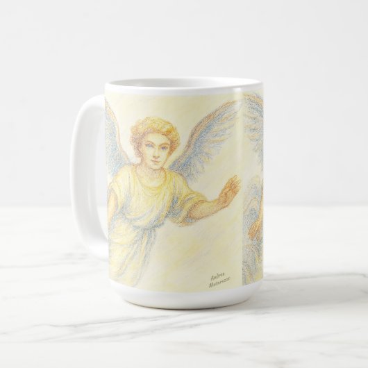 Engel im Flug mit Lächeln Kaffeetasse (Vorderseite Links)