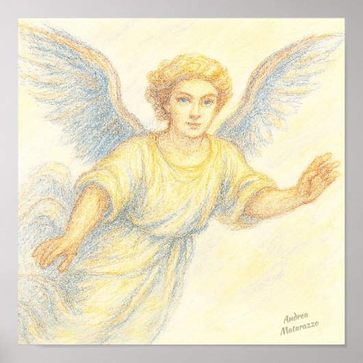 Engel im Flug mit Lächeln Poster (Vorne)