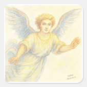 Engel im Flug mit Lächeln Quadratischer Aufkleber (Vorderseite)