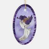 Engel im lila befleckten Glas Keramikornament (Rechts)