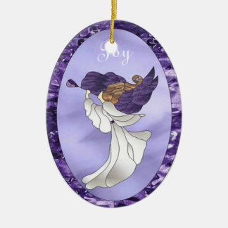 Engel im lila befleckten Glas Keramikornament
