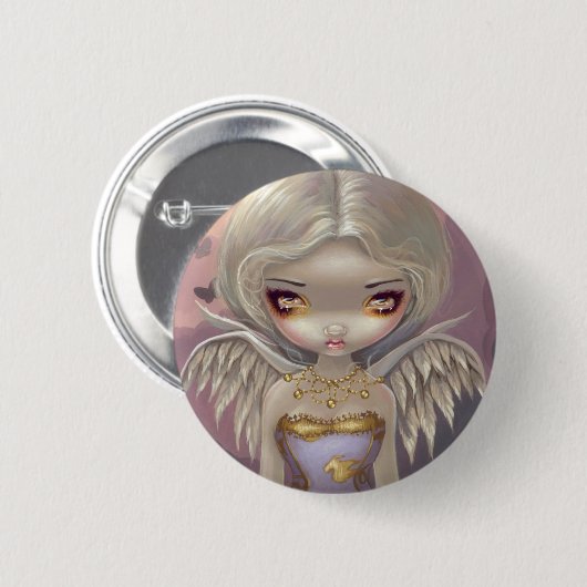 "Engel im lila" Knopf Button (Vorne & Hinten)