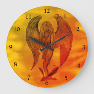 Engel im Tattoo-Stil Große Wanduhr