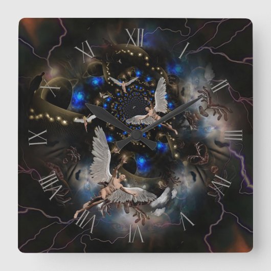 Engel im Tunnel der Soule Quadratische Wanduhr (Vorderseite)
