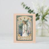 Engel im Weiß mit aquamarinem und Gold Postkarte (Stehend Vorderseite)