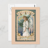 Engel im Weiß mit aquamarinem und Gold Postkarte (Vorne/Hinten)