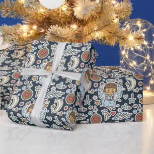 Engel in Blau Geschenkpapier