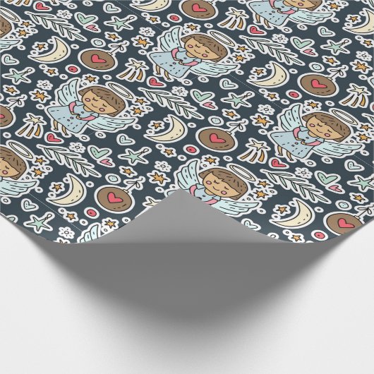 Engel in Blau Geschenkpapier (Ecke)