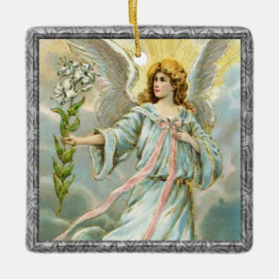 Engel in Blue Keramik Ornament