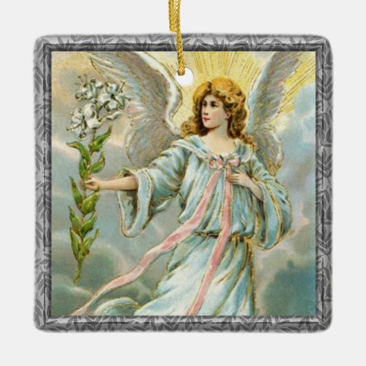 Engel in Blue Keramik Ornament (Vorderseite)