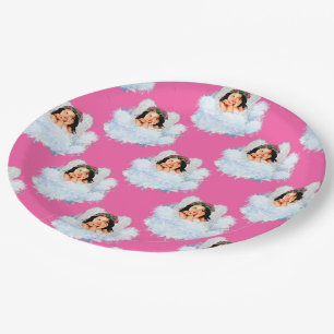 Engel in den Wolken 5-Pink-PAPER-PARTY PLATE Pappteller
