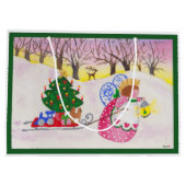 Engel in der Geschenktasche aus Holz Große Geschenktüte (Rückseite)