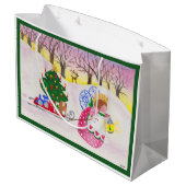 Engel in der Geschenktasche aus Holz Große Geschenktüte (Rückseite Schrägansicht)