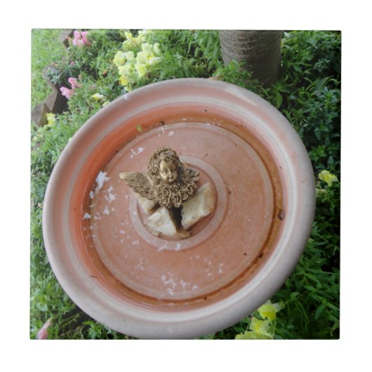 Engel in der Vogel-Bad-Fliese Fliese (Vorderseite)