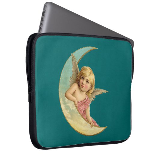 Engel in einem halbmondförmigen Jahrgang Laptopschutzhülle (Vorne Rechts)