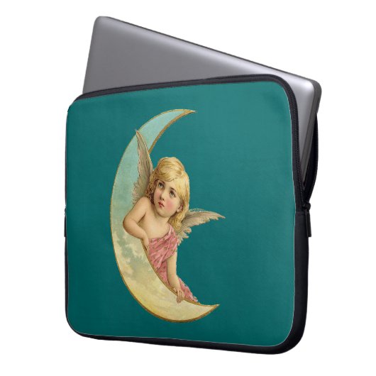 Engel in einem halbmondförmigen Jahrgang Laptopschutzhülle (Vorderseite Links)