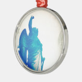 Engel in einem Sturm Silbernes Ornament (Links)