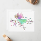 Engel in grünem Gewand mit Herz und Tauben Mitteilungskarte (Vorderseite/Rückseite Beispiel)